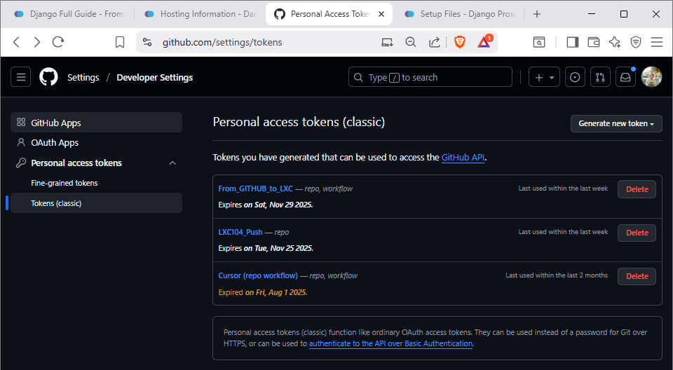 Personal Access Tokens