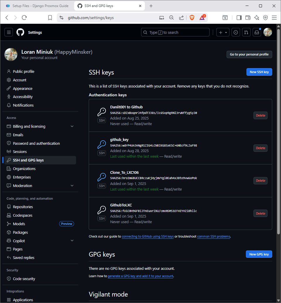 GitHub SSH and GPG Keys